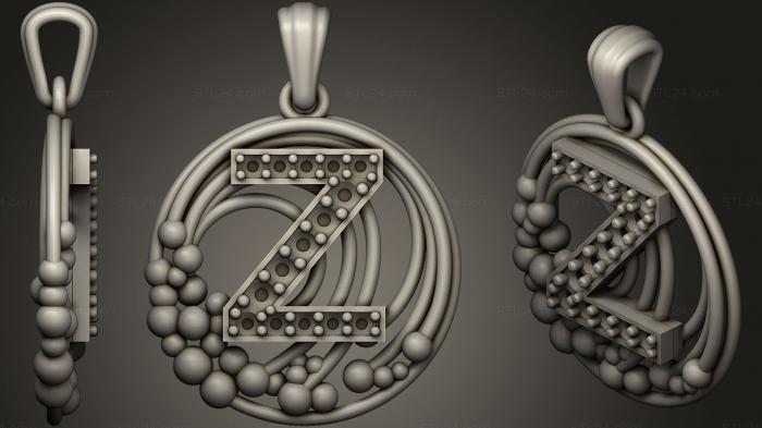 Jewelry (Pendant With Letter Z24, JVLR_1072) 3D models for cnc
