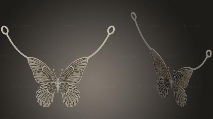 Полупрозрачное ожерелье с бабочкой