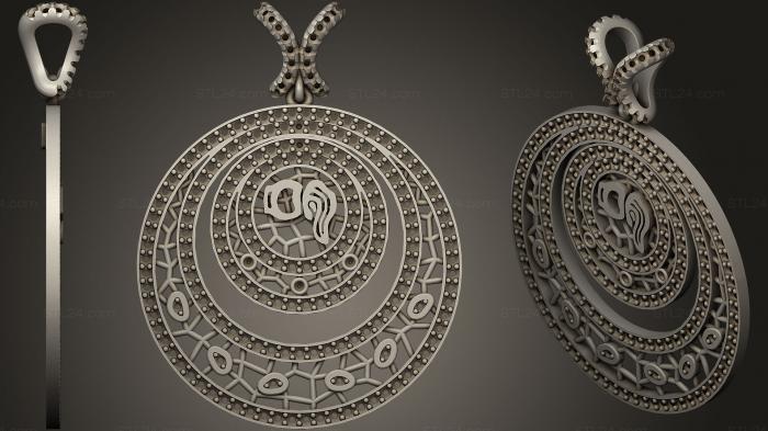 Jewelry (Womens Aquarius Zodiac Pendant175, JVLR_1188) 3D models for cnc