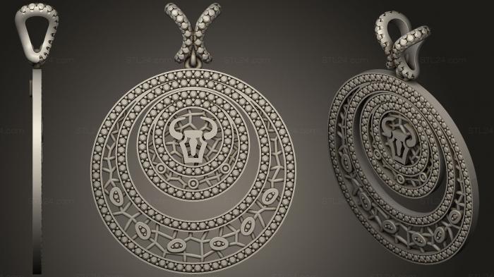 Jewelry (Womens Taurus Zodiac Pendant, JVLR_1215) 3D models for cnc