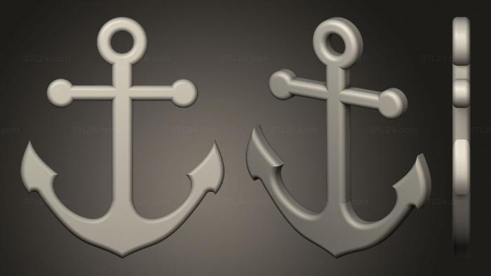 Jewelry (Anchor Necklace Pendant, JVLR_1237) 3D models for cnc