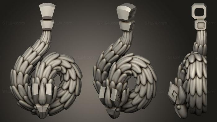 Jewelry (Aztec God Quetzalcoatl Charm, JVLR_1238) 3D models for cnc
