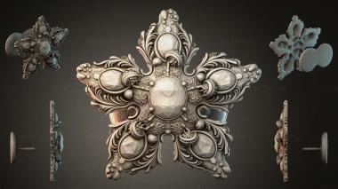 Various jewelry Five-pointed star with bas-relief and spherical elements 3d model
