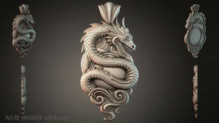 Dragon pendant with swirls 3d STL model