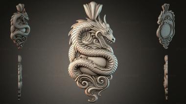 Various jewelry Dragon pendant with swirls 3d model