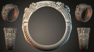 Various jewelry Ring with Corinthian capitals and sculpted heads 3d model