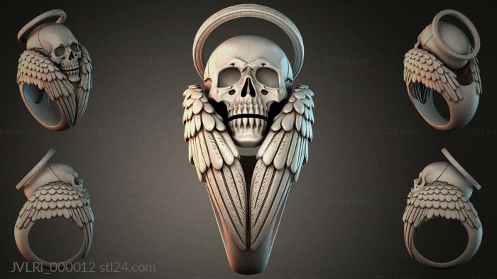 Skull and Angel Wings Ring 3d STL model