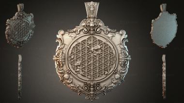 Various jewelry Medallion with a flower of life and volutes 3d model