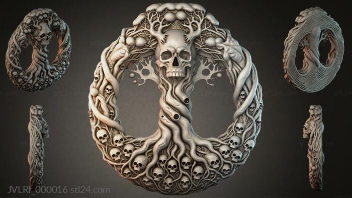 Skull and Branch Medallion for CNC 3d STL model