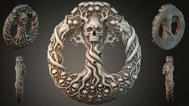 Various jewelry Skull and Branch Medallion for CNC 3d model