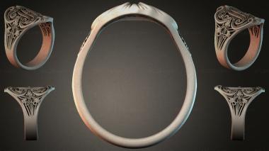 Various jewelry Ring with an oval bezel and openwork sides 3d model