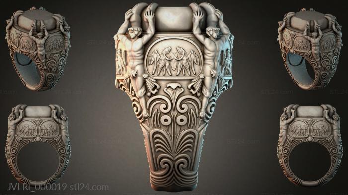 Ring with angels and ornament 3d STL model