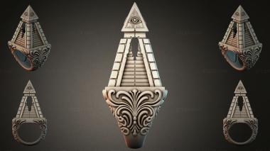 Various jewelry Pyramid with an all-seeing eye and an ornamental base 3d model