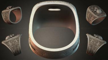 Various jewelry Signet ring with an ornament and animal motif 3d model