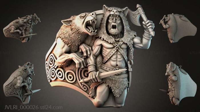 Barbarian warrior with a wolf and an axe 3d STL model
