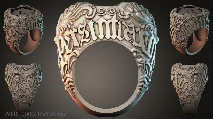 Various jewelry (Ring with an ornate shield and Gothic letters, JVLRI_000028) 3D models for cnc