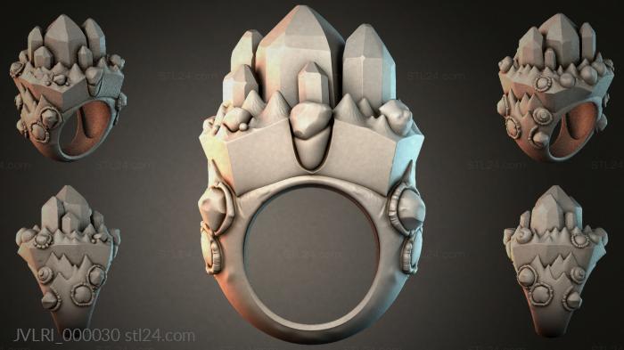 Ring with crystals and decorative swirls 3d STL model