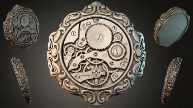 Various jewelry Steampunk Clockwork with Scrolls 3d model