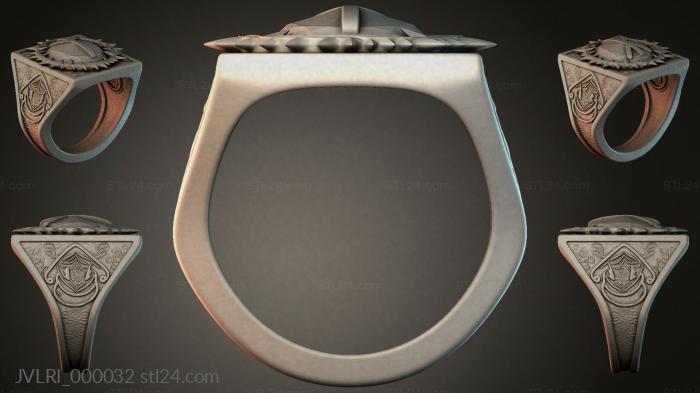 Ring with an oval shank and an ornamented UFO shield 3d STL model