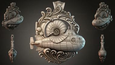 Various jewelry Steampunk submarine with decorative relief 3d model