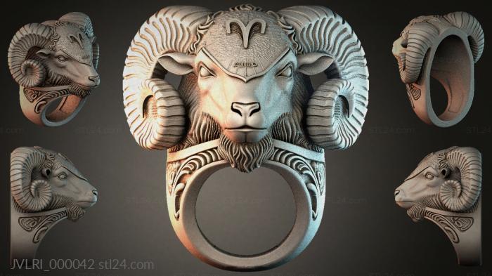 Lion head ring with double spiral horns 3d STL model