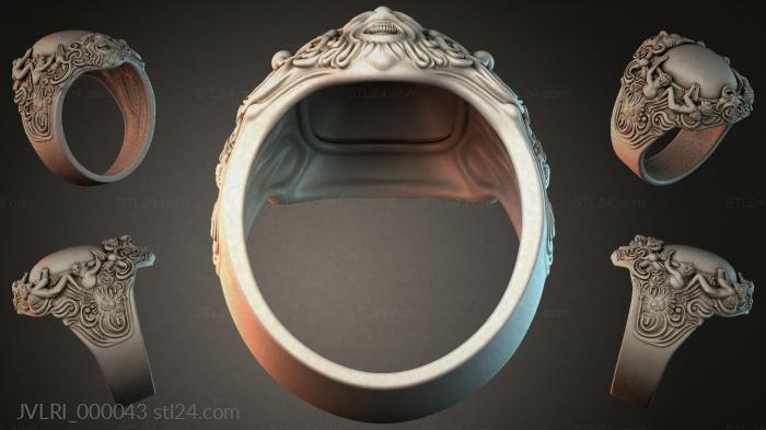Lion Head and Foliage Ring 3d STL model