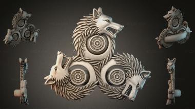 Various jewelry Wolf with geometric patterns and spirals 3d model