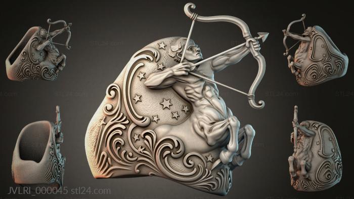 Sagittarius zodiac sign with archer and stars relief 3d STL model
