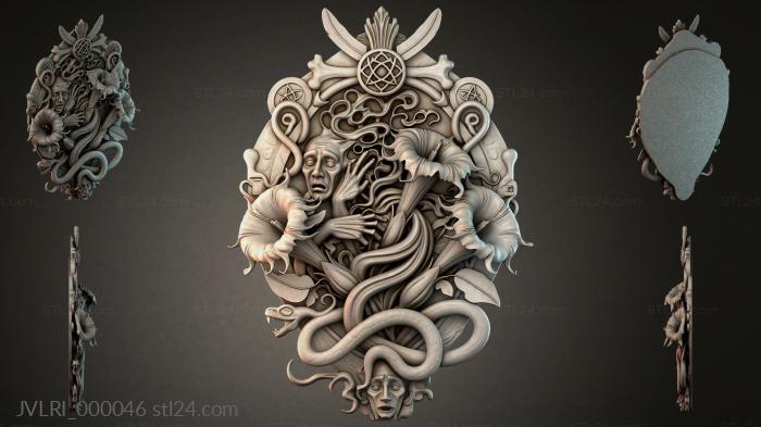 Medusa the Gorgon with snakes and symbols of mystical magic 3d STL model