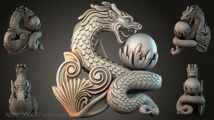 Dragon with a Pearl sculpture 3d STL model