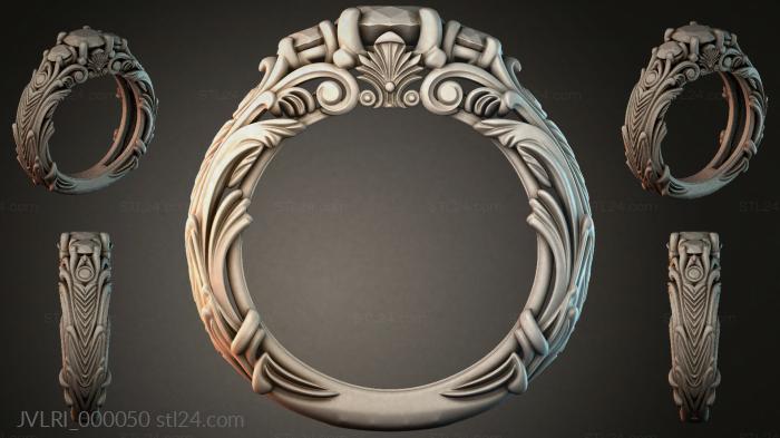 Decorative carved round molding with scrolls and leaves 3d STL model