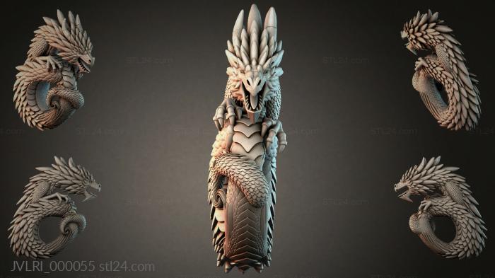 Eastern dragon vertical relief with wings 3d STL model