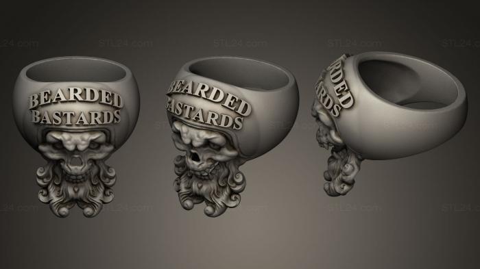 Jewelry rings (Bearded Bastards Ring Skull, JVLRP_0003) 3D models for cnc
