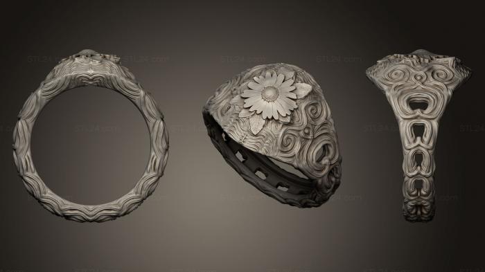 Ювелирные перстни и кольца (Ювелирные цветочное кольцо, JVLRP_0095) 3D модель для ЧПУ станка
