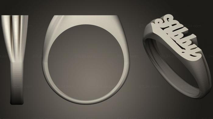 Ювелирные перстни и кольца (6 мм Именное кольцо Эбби 625, JVLRP_0261) 3D модель для ЧПУ станка