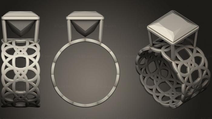 Ювелирные перстни и кольца (Кольцо с кельтским узлом 4 листа 17,53 мм с Драгоценным камнем Принцессы, JVLRP_0318) 3D модель для ЧПУ станка