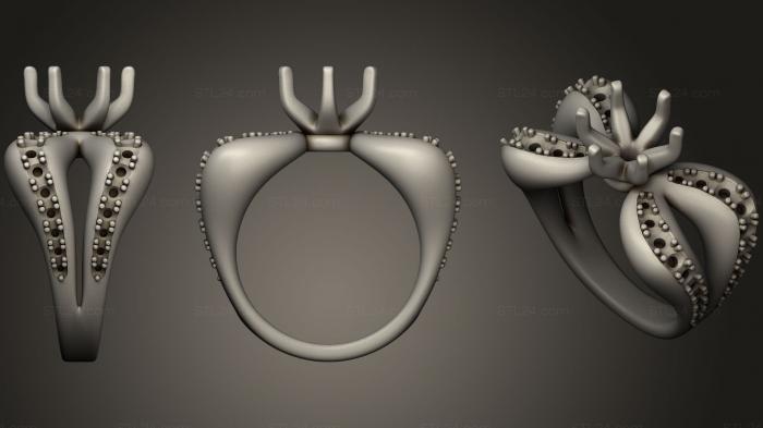 Ювелирные перстни и кольца (Двухдиапазонное кольцо с драгоценным камнем, JVLRP_0340) 3D модель для ЧПУ станка