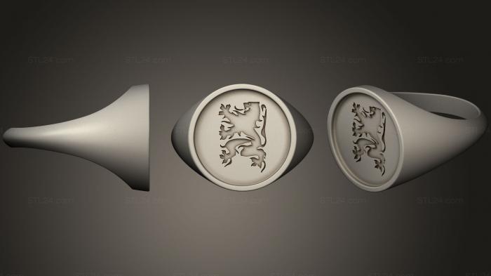 Ювелирные перстни и кольца (Золотое кольцо с фландрским львом, JVLRP_0358) 3D модель для ЧПУ станка