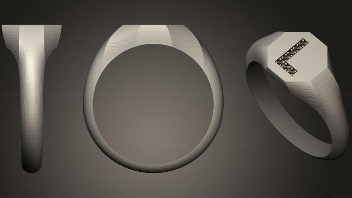 Jewelry rings (Hexagon Signet Prong Setting Dia L Ring, JVLRP_0384) 3D models for cnc