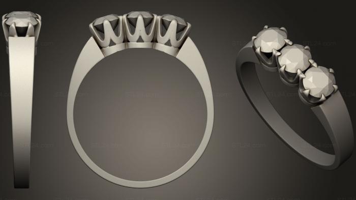 Ювелирные перстни и кольца (Ювелирное кольцо с 3 бриллиантами, JVLRP_0398) 3D модель для ЧПУ станка