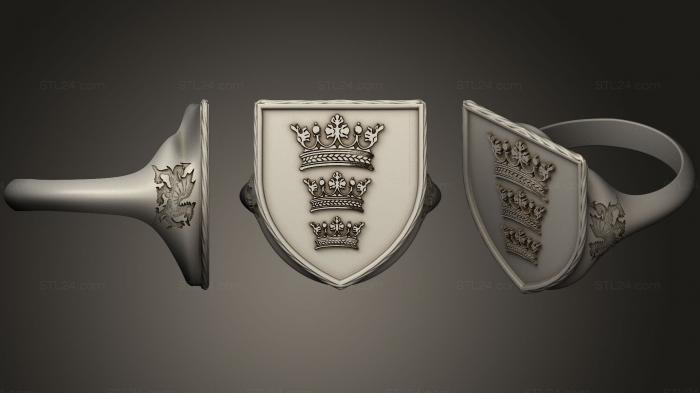 Jewelry rings (Kings Arthur coat of arms ring, JVLRP_0419) 3D models for cnc