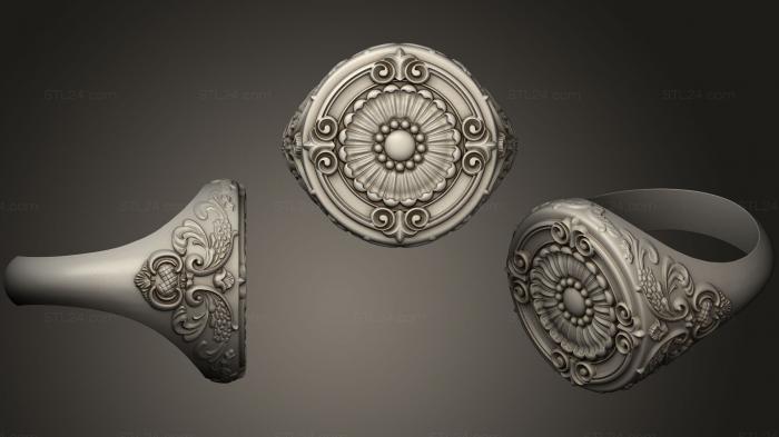 Ювелирные перстни и кольца (Кольцо-печатка с Орнаментом, JVLRP_0463) 3D модель для ЧПУ станка