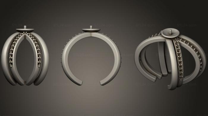 Ювелирные перстни и кольца (Жемчужное кольцо с бриллиантами, JVLRP_0473) 3D модель для ЧПУ станка