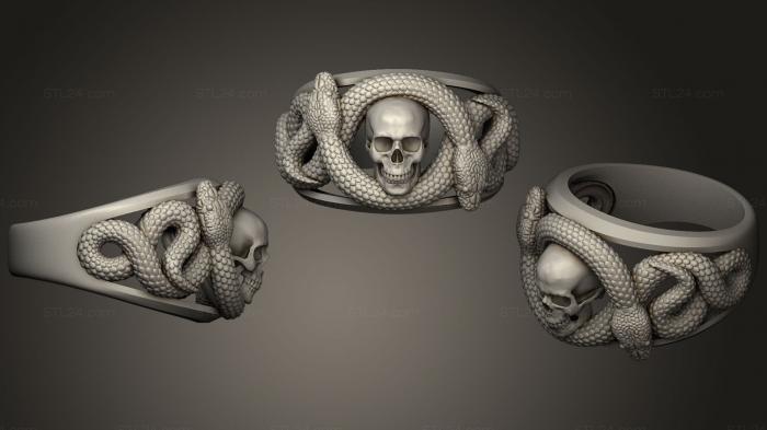 Jewelry rings (Ring with a skull and snakes, JVLRP_0786) 3D models for cnc