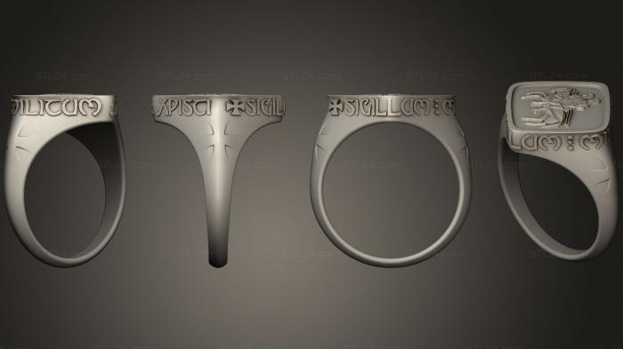 Ювелирные перстни и кольца (Перстень с печаткой тамплиера современное издание, JVLRP_0849) 3D модель для ЧПУ станка