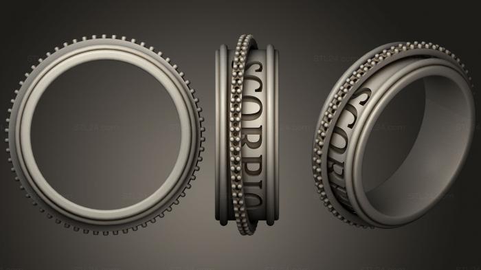 Ювелирные перстни и кольца (Обручальное кольцо с Зодиакальным знаком Скорпиона, JVLRP_0901) 3D модель для ЧПУ станка