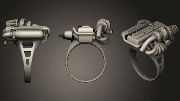 Ювелирные перстни и кольца (Кольцо с двигателем DG, JVLRP_1010) 3D модель для ЧПУ станка