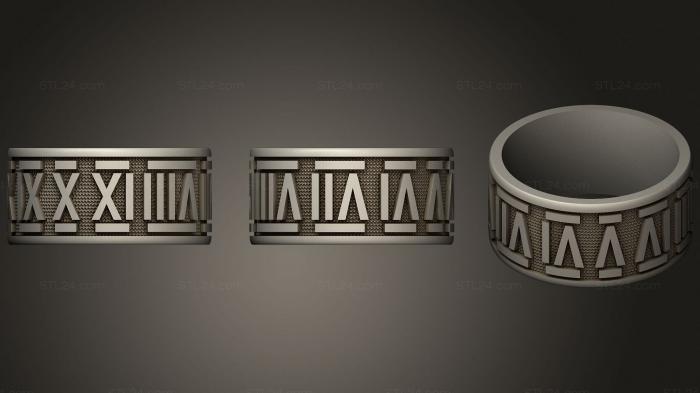 Ювелирные перстни и кольца (Кольцо с римскими цифрами, JVLRP_1012) 3D модель для ЧПУ станка