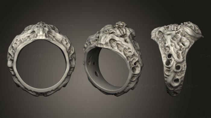 Ювелирные перстни и кольца (Кольцо с черепом, украшение на Хэллоуин, кольцо с черепом, JVLRP_1023) 3D модель для ЧПУ станка
