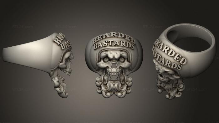 Jewelry rings (Bearded bastards ring skull 2, JVLRP_1040) 3D models for cnc